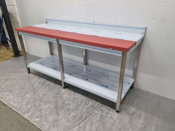 Acier inoxydable Polyéthylène PE Table à découper Table de travail 200 cm Restauration Boucherie – Image 3