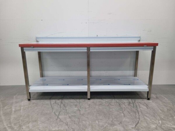 Acier inoxydable Polyéthylène PE Table à découper Table de travail 200 cm Restauration Boucherie – Image 4