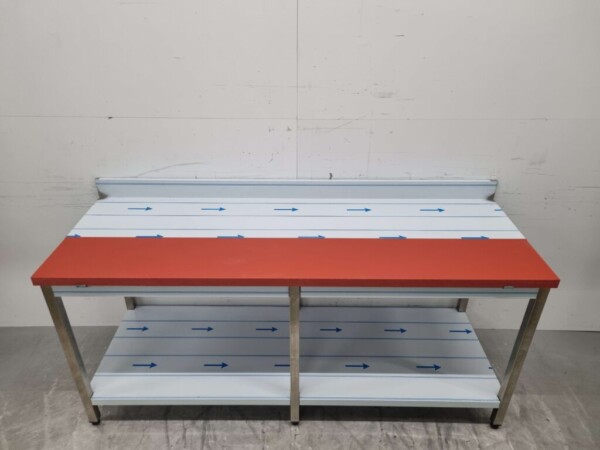 Acier inoxydable Polyéthylène PE Table à découper Table de travail 200 cm Restauration Boucherie – Image 5