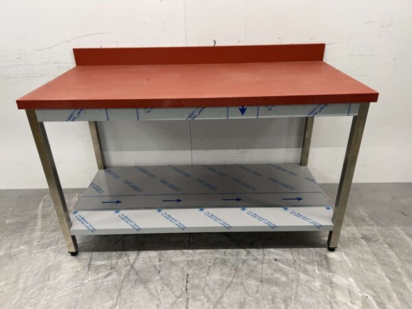 Acier inoxydable Polyéthylène PE Table de découpe Table de travail Premium-line 150 cm Restauration Boucherie