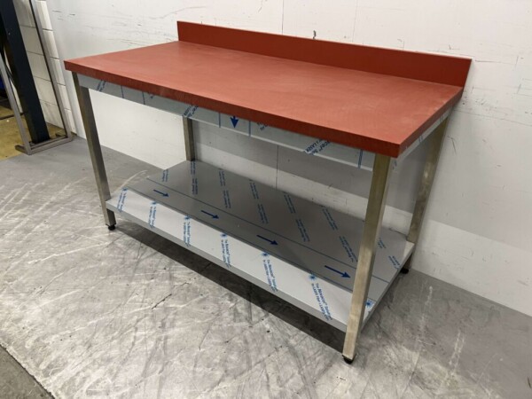 Acier inoxydable Polyéthylène PE Table de découpe Table de travail Premium-line 150 cm Restauration Boucherie – Image 2