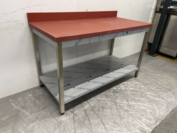Acier inoxydable Polyéthylène PE Table de découpe Table de travail Premium-line 150 cm Restauration Boucherie – Image 3
