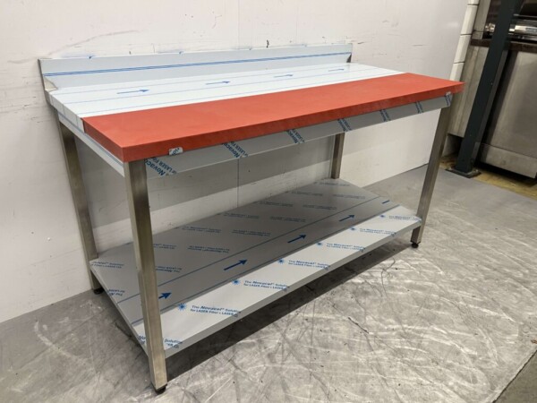 Table à découper en acier inoxydable Polyéthylène PE Table de travail 160 cm Restauration Boucherie – Image 3