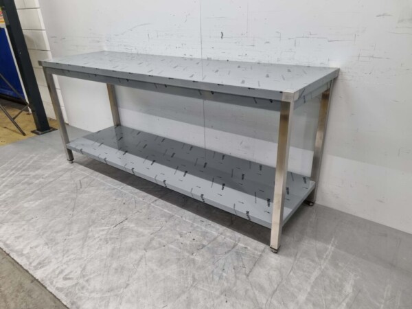 Table de travail en acier inoxydable Premium-line 200 x 60 x 85 cm Restauration – Image 2