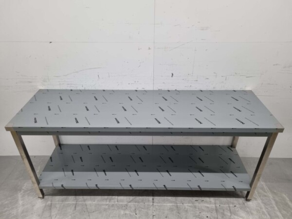 Table de travail en acier inoxydable Premium-line 200 x 60 x 85 cm Restauration – Image 4