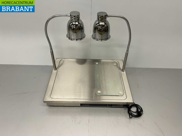 Étagère Scholl en acier inoxydable avec double lampe de buffet Lampe chauffante 230V Restauration