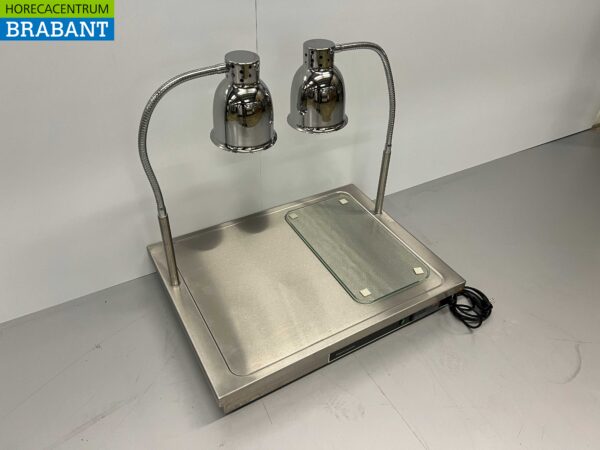 Étagère Scholl en acier inoxydable avec double lampe de buffet Lampe chauffante 230V Restauration – Image 2