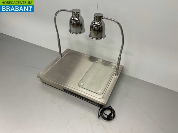 Étagère Scholl en acier inoxydable avec double lampe de buffet Lampe chauffante 230V Restauration – Image 3