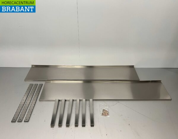 Acier inoxydable Double étagère murale 200 x 40 cm Horeca