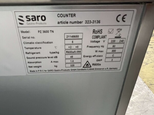 Établi à pizza Saro en acier inoxydable Table à pizza 3 portes 202 cm 230V Horeca – Image 6