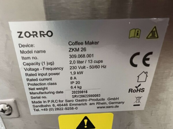 Machine à café Zorro en acier inoxydable Machine à café 230V Horeca – Image 4
