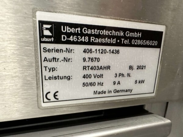 Gril à poulet Ubert RT-403 en acier inoxydable 3 paniers Bj. 2021 400V Horeca – Image 5