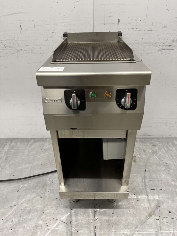 Plaque Jemi Grill en acier inoxydable Planche à griller nervurée 40 cm 400V Horeca