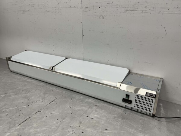 Vitrine de comptoir en acier inoxydable Countertop chiller saladière 10 x 1/4 GN 200 cm Horeca – Image 2