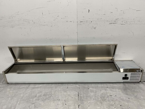 Vitrine de comptoir en acier inoxydable Countertop chiller saladière 10 x 1/4 GN 200 cm Horeca – Image 4