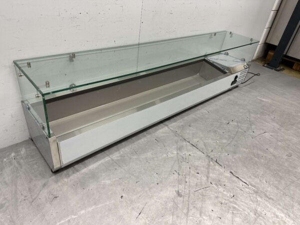 Vitrine de comptoir en acier inoxydable Countertop chiller saladière 9 x 1/4 GN 180 cm Horeca – Image 3