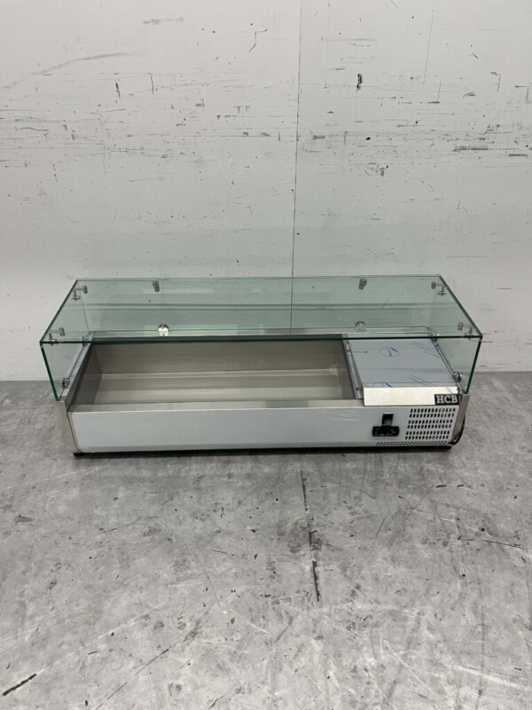 HCB Vitrine en acier inoxydable Vitrine réfrigérée on-top saladière 3 x 1/3 et 1 x 1/2 GN 120 cm Horeca