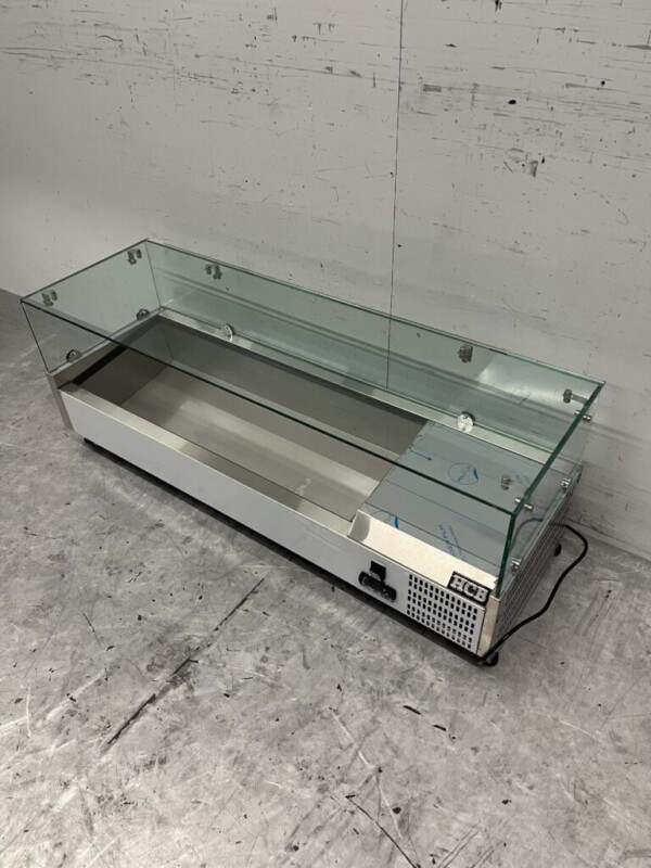 HCB Vitrine en acier inoxydable Vitrine réfrigérée on-top saladière 3 x 1/3 et 1 x 1/2 GN 120 cm Horeca – Image 2