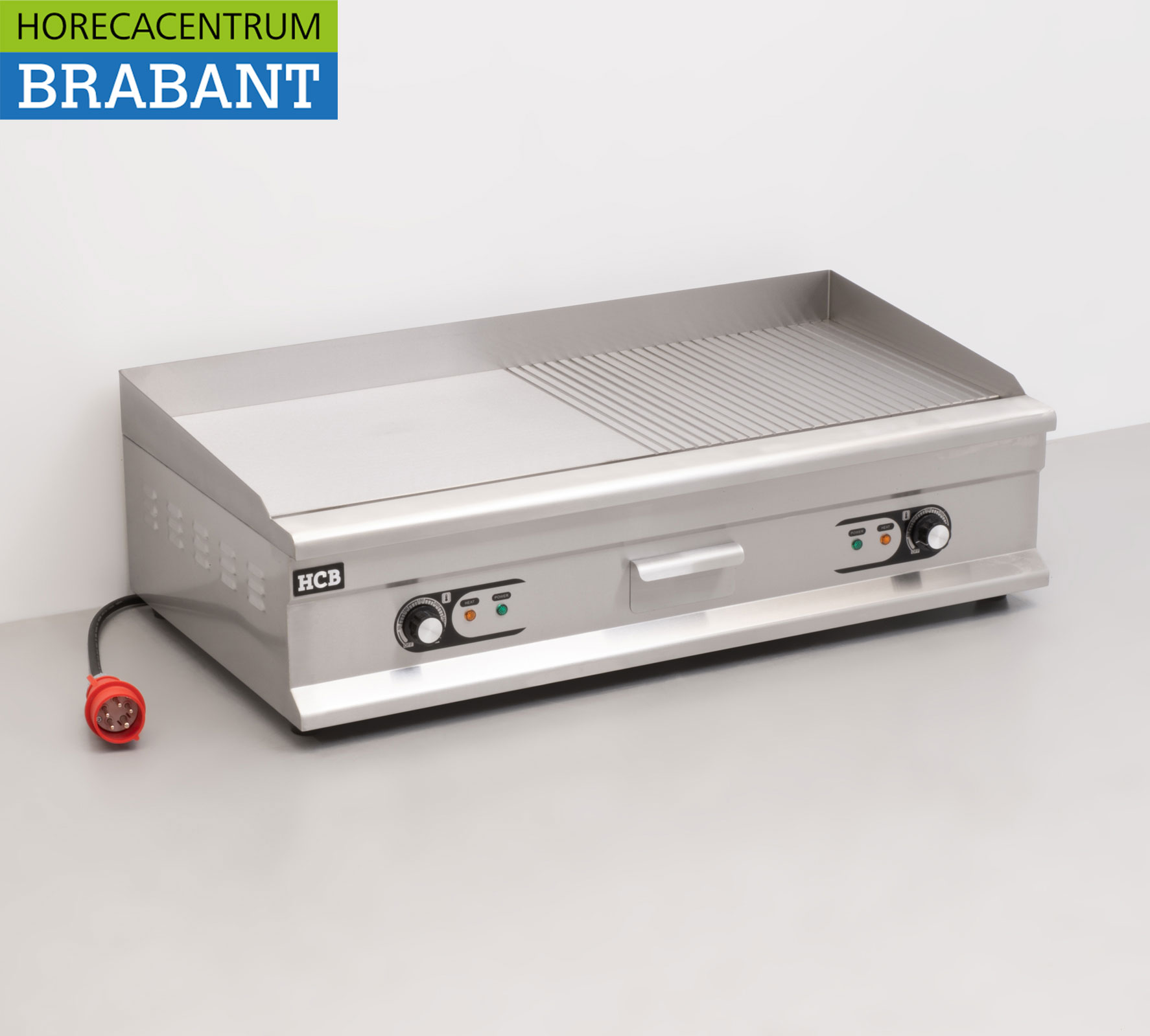 Plaque de cuisson HCB en acier inoxydable Plaque de cuisson 1/2 Plaque de cuisson cannelée 100 cm 400V Horeca – Image 3