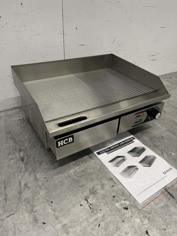 Acier inoxydable HCB Plaque de gril Gril 1/2 Plaque cannelée 55 cm 230V Horeca – Image 3