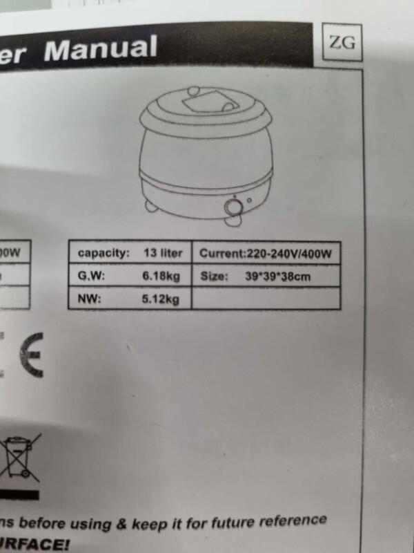 Marmite à soupe Soupière 13 litres 230V Horeca – Image 6