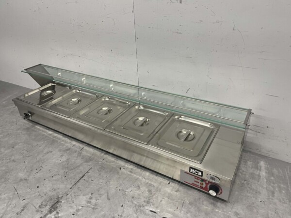 Acier inoxydable Bain marie 5 x 1/2 GN 148,5 cm 230V Horeca – Image 2