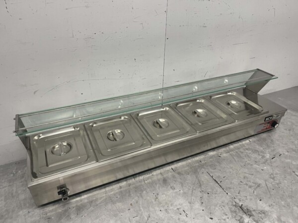Acier inoxydable Bain marie 5 x 1/2 GN 148,5 cm 230V Horeca – Image 3