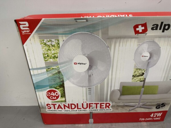 Ventilateur Alpina - Sur pied - Ø 40 cm - Inclinable - Fonction pivotante - Blanc – Image 4