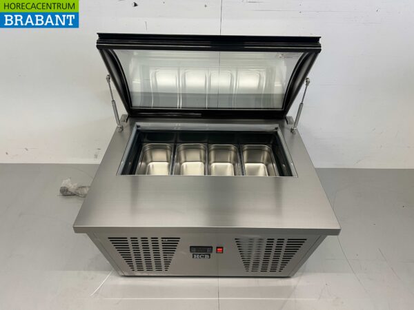 Vitrine à glace Scoop en acier inoxydable Congélateur supérieur 4 x 5 litres (1/3 GN) 87 cm 230V Horeca – Image 4