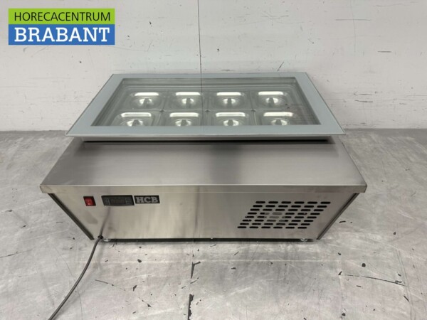 Vitrine à glace Scoop en acier inoxydable Congélateur top 8 x 1/6 GN 80,5 230V Horeca