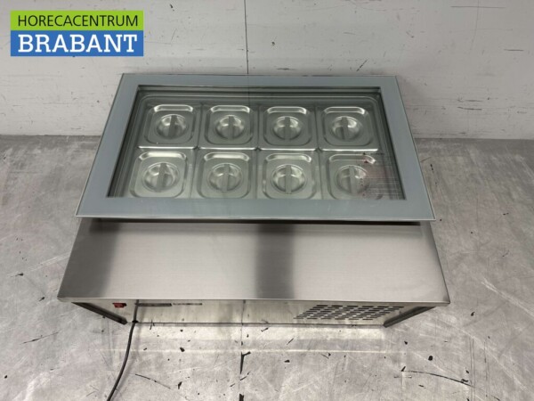 Vitrine à glace Scoop en acier inoxydable Congélateur top 8 x 1/6 GN 80,5 230V Horeca – Image 2