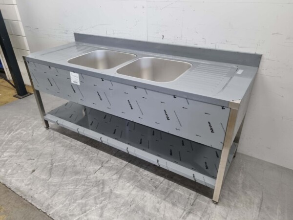 Evier double en acier inoxydable Premium-line Modèle soudé 200 cm Horeca – Image 2