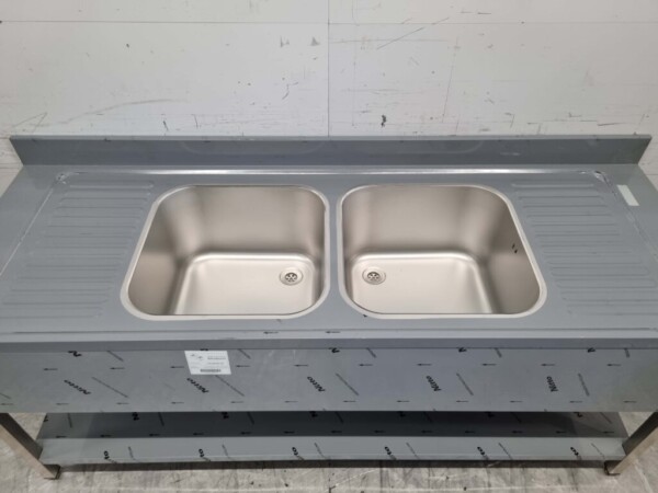 Evier double en acier inoxydable Premium-line Modèle soudé 200 cm Horeca – Image 4