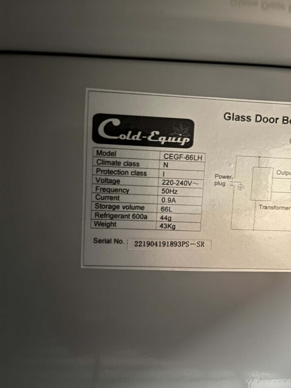Heineken Cold Equip Porte vitrée Vitrine Congélateur 66 litres 230V Horeca – Image 5