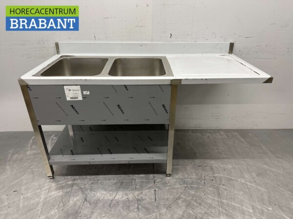 Évier en acier inoxydable double évier Premium-line 160 cm Horeca
