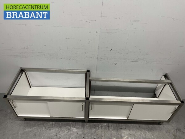 Base en acier inoxydable avec portes coulissantes Trespa 220 x 54 x 63 cm Restauration – Image 4