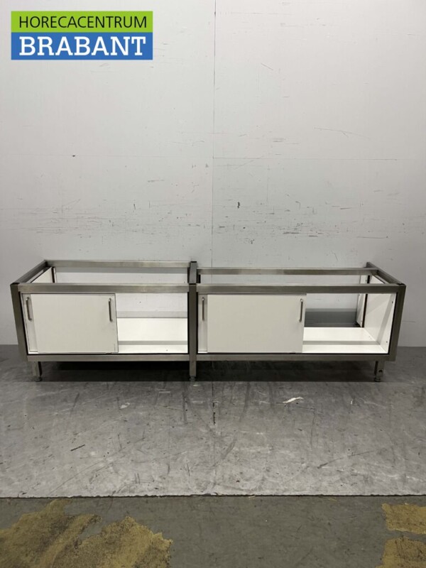 Base en acier inoxydable avec portes coulissantes Trespa 220 x 54 x 63 cm Restauration – Image 5