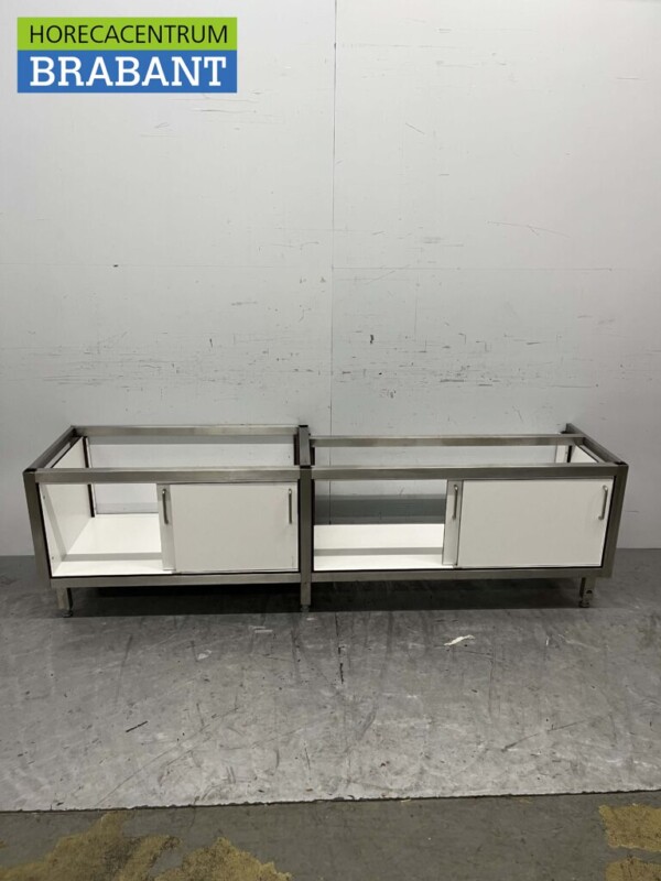 Base en acier inoxydable avec portes coulissantes Trespa 220 x 54 x 63 cm Restauration – Image 6