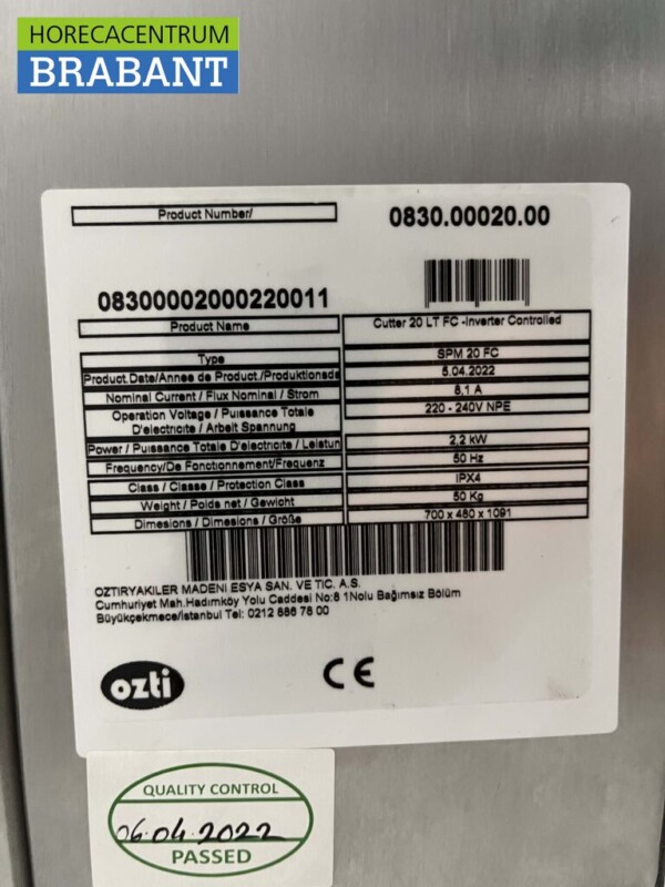 Ozti Cutter / Robot ménager / Coupe-légumes en acier inoxydable 20 litres 230V Horeca – Image 5