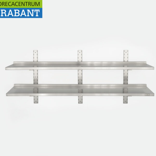 Acier inoxydable Double étagère murale 180 x 30 cm Horeca