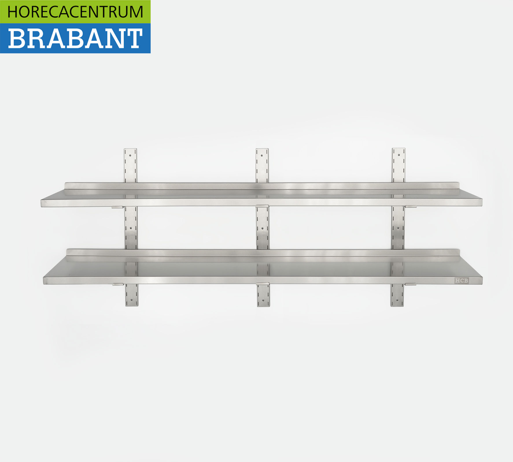 Acier inoxydable Double étagère murale 180 x 30 cm Horeca