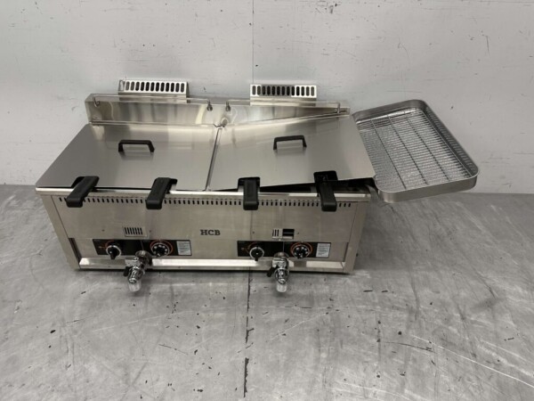 Friteuse double en acier inoxydable 2 x 30 litres PROPAAN gas Catering – Image 2