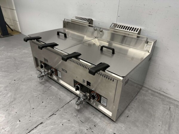Friteuse double en acier inoxydable 2 x 30 litres PROPAAN gas Catering – Image 3