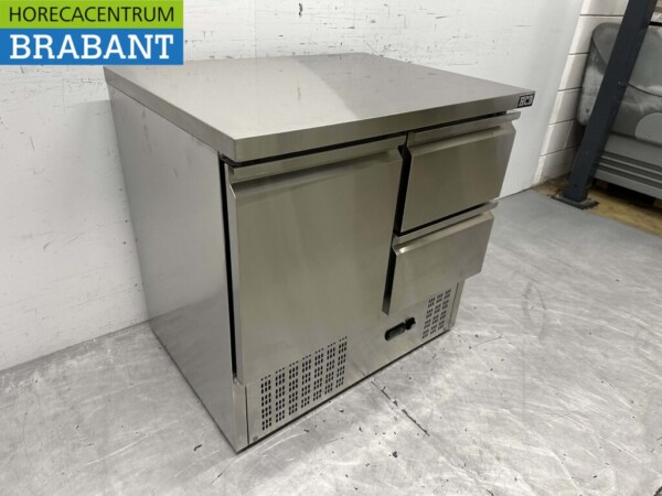 Etabli réfrigéré en acier inoxydable 1 porte et 2 tiroirs 90 cm 230V Horeca – Image 3