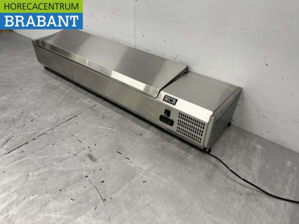 Vitrine de comptoir en acier inoxydable Countertop chiller saladière 7 x 1/4 GN 150 cm Horeca – Image 2