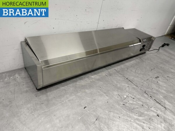 Vitrine de comptoir en acier inoxydable Countertop chiller saladière 7 x 1/4 GN 150 cm Horeca – Image 3