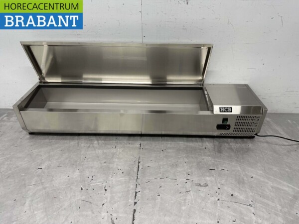 Vitrine de comptoir en acier inoxydable Countertop chiller saladière 7 x 1/4 GN 150 cm Horeca – Image 4