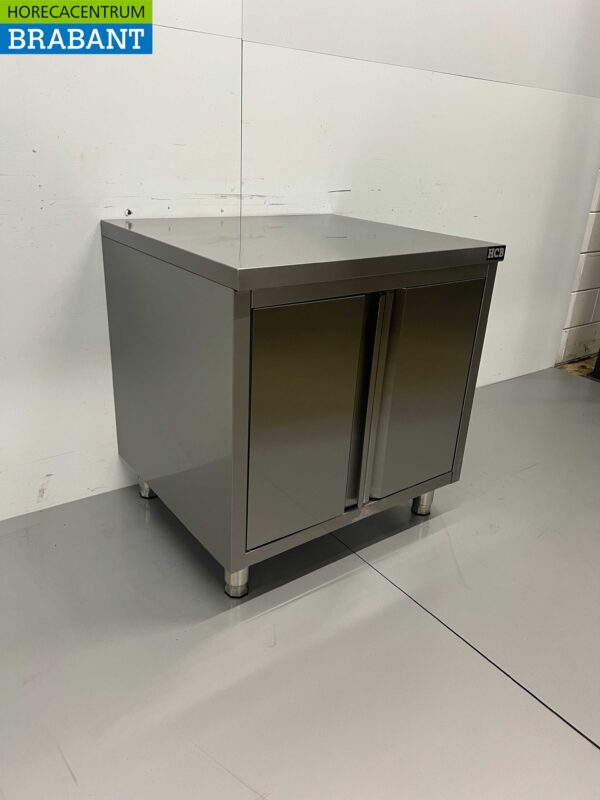 Armoire de travail en acier inoxydable Premium-line 2 portes battantes 80 cm Restauration – Image 2