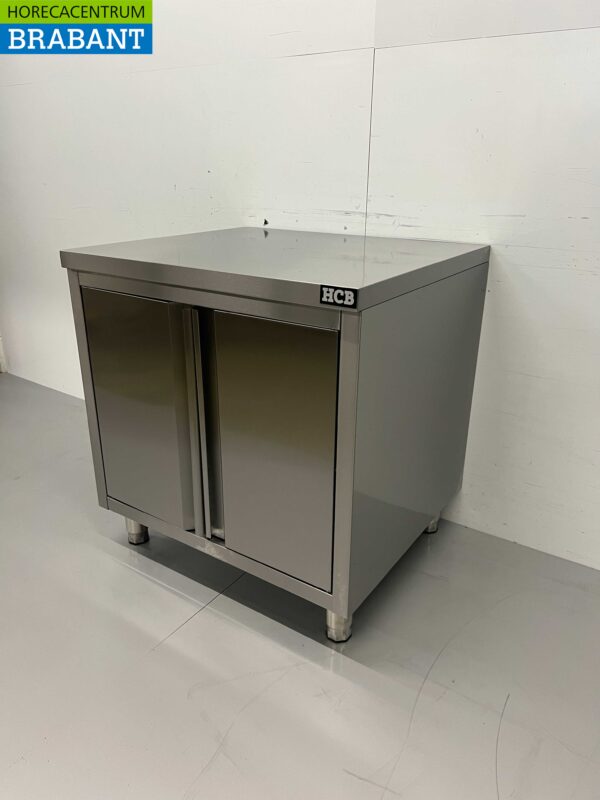 Armoire de travail en acier inoxydable Premium-line 2 portes battantes 80 cm Restauration – Image 3