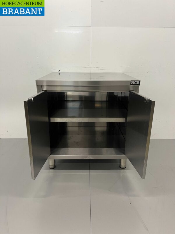 Armoire de travail en acier inoxydable Premium-line 2 portes battantes 80 cm Restauration – Image 4